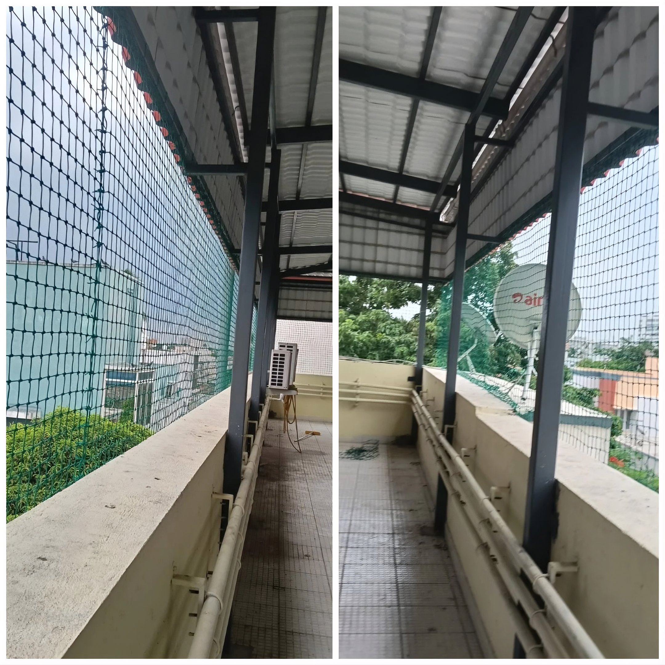 Terrace shed covering safety nets installation in Chennai